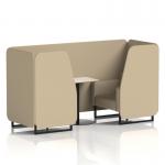 Brixworth 2 Seater Booth With Black Legs And White Table With Black Leg In Main Line Flax Fabric - Upminster Panels And Sofa SF000708