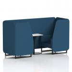 Brixworth 2 Seater Booth With Black Legs And White Table With Black Leg In Sumi Fabric - Uto Panels And Sofa SF000720