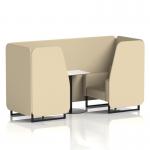 Brixworth 2 Seater Booth With Black Legs And White Table With Black Leg In Sumi Fabric - Zen Panels And Sofa SF000721