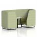 Brixworth 2 Seater Booth With Black Legs And White Table With Black Leg In Rivet Fabric - Burnish Panels And Olive Sofa SF000722