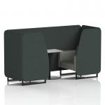 Brixworth 2 Seater Booth With Black Legs And White Table With Black Leg In Rivet Fabric - Charcoal Panels And Vitreous Sofa SF000723