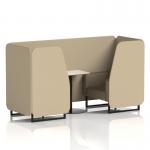 Brixworth 2 Seater Booth With Black Legs And White Table With Black Leg In Main Line Flax Fabric - Upminster Panels And Bank Sofa SF000738