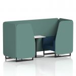 Brixworth 2 Seater Booth With Black Legs And White Table With Black Leg In Sumi Fabric - Handa Panels And Uto Sofa SF000746