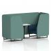 Brixworth 2 Seater Booth With Black Legs And White Table With Black Leg In Sumi Fabric - Handa Panels And Uto Sofa SF000746