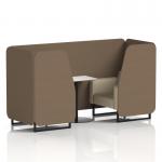 Brixworth 2 Seater Booth With Black Legs And White Table With Black Leg In Sumi Fabric - Osaka Panels And Zen Sofa SF000748