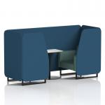 Brixworth 2 Seater Booth With Black Legs And White Table With Black Leg In Sumi Fabric - Uto Panels And Handa Sofa SF000750