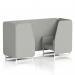 The image features a stylish Dynamic Seating Booth in Brixworth design, featuring a sleek 2-seater booth with white legs and sumi fabric. The booth is accented with Tokyo Panels and a matching sofa.