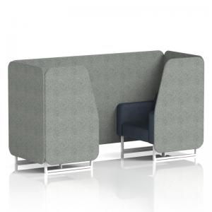 Brixworth 2 Seater Booth With White Legs In Rivet Fabric - Prime