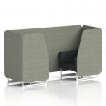 Brixworth 2 Seater Booth With White Legs In Rivet Fabric - Vitreous Panels And Charcoal Sofa SF000787