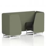 Brixworth 2 Seater Booth With White Legs In Main Line Flax Fabric - Monument Panels And Temple Sofa SF000795