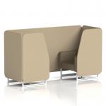 Brixworth 2 Seater Booth With White Legs In Main Line Flax Fabric - Upminster Panels And Bank Sofa SF000798