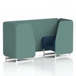 Brixworth 2 Seater Booth With White Legs In Sumi Fabric - Handa Panels And Uto Sofa SF000806