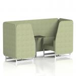 Brixworth 2 Seater Booth With White Legs And Black Table With Silver Leg In Rivet Fabric - Burnish Panels And Sofa SF000812