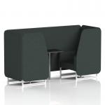 Brixworth 2 Seater Booth With White Legs And Black Table With Silver Leg In Rivet Fabric - Charcoal Panels And Sofa SF000813