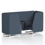 Brixworth 2 Seater Booth With White Legs And Black Table With Silver Leg In Rivet Fabric - Crucible Panels And Sofa SF000814