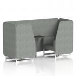 Brixworth 2 Seater Booth With White Legs And Black Table With Silver Leg In Rivet Fabric - Prime Panels And Sofa SF000816