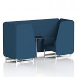 Brixworth 2 Seater Booth With White Legs And Black Table With Silver Leg In Sumi Fabric - Uto Panels And Sofa SF000840