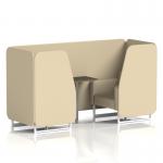 Brixworth 2 Seater Booth With White Legs And Black Table With Silver Leg In Sumi Fabric - Zen Panels And Sofa SF000841