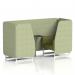 Brixworth 2 Seater Booth With White Legs And Black Table With Silver Leg In Rivet Fabric - Burnish Panels And Olive Sofa SF000842