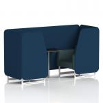 Brixworth 2 Seater Booth With White Legs And Black Table With Silver Leg In X2 Fabric - Calculus Panels And Polygon Sofa SF000849