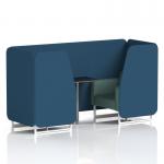 Brixworth 2 Seater Booth With White Legs And Black Table With Silver Leg In Sumi Fabric - Uto Panels And Handa Sofa SF000870