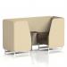 Brixworth 2 Seater Booth With White Legs And Black Table With Silver Leg In Sumi Fabric - Zen Panels And Osaka Sofa SF000871