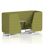 Brixworth 2 Seater Booth With White Legs And Grey Table With Silver Leg In Rivet Fabric - Olive Panels And Sofa SF000875