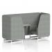 Brixworth 2 Seater Booth With White Legs And Grey Table With Silver Leg In Rivet Fabric - Prime Panels And Sofa SF000876