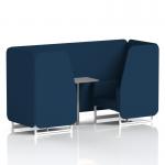 Brixworth 2 Seater Booth With White Legs And Grey Table With Silver Leg In X2 Fabric - Calculus Panels And Sofa SF000879