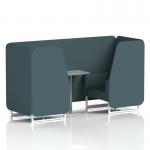 Brixworth 2 Seater Booth With White Legs And Grey Table With Silver Leg In X2 Fabric - Polygon Panels And Sofa SF000882