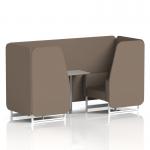 Brixworth 2 Seater Booth With White Legs And Grey Table With Silver Leg In X2 Fabric - Theory Panels And Sofa SF000883