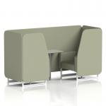 Brixworth 2 Seater Booth With White Legs And Grey Table With Silver Leg In Main Line Flax Fabric - Newbury Panels And Sofa SF000886