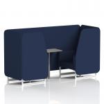 Brixworth 2 Seater Booth With White Legs And Grey Table With Silver Leg In Synergy Fabric - Alike Panels And Sofa SF000891