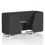 Brixworth 2 Seater Booth With White Legs And Grey Table With Silver Leg In Synergy Fabric - Mix Panels And Sofa SF000892