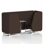 Brixworth 2 Seater Booth With White Legs And Grey Table With Silver Leg In Synergy Fabric - Wed Panels And Sofa SF000895