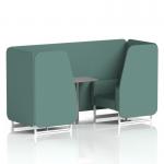 Brixworth 2 Seater Booth With White Legs And Grey Table With Silver Leg In Sumi Fabric - Handa Panels And Sofa SF000896