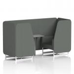 Brixworth 2 Seater Booth With White Legs And Grey Table With Silver Leg In Sumi Fabric - Kobe Panels And Sofa SF000897