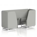 Brixworth 2 Seater Booth With White Legs And Grey Table With Silver Leg In Sumi Fabric - Tokyo Panels And Sofa SF000899