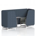 Brixworth 2 Seater Booth With White Legs And Grey Table With Silver Leg In Rivet Fabric - Crucible Panels And Prime Sofa SF000904