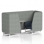 Brixworth 2 Seater Booth With White Legs And Grey Table With Silver Leg In Rivet Fabric - Prime Panels And Crucible Sofa SF000906