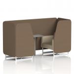 Brixworth 2 Seater Booth With White Legs And Grey Table With Silver Leg In Sumi Fabric - Osaka Panels And Zen Sofa SF000928