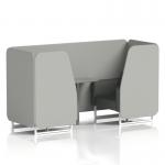 Brixworth 2 Seater Booth With White Legs And Grey Table With Silver Leg In Sumi Fabric - Tokyo Panels And Kobe Sofa SF000929