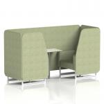 Brixworth 2 Seater Booth With White Legs And White Table With Silver Leg In Rivet Fabric - Burnish Panels And Sofa SF000932