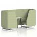 Brixworth 2 Seater Booth With White Legs And White Table With Silver Leg In Rivet Fabric - Burnish Panels And Sofa SF000932