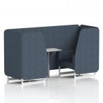 Brixworth 2 Seater Booth With White Legs And White Table With Silver Leg In Rivet Fabric - Crucible Panels And Sofa SF000934