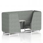 Brixworth 2 Seater Booth With White Legs And White Table With Silver Leg In Rivet Fabric - Prime Panels And Sofa SF000936