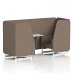 Brixworth 2 Seater Booth With White Legs And White Table With Silver Leg In X2 Fabric - Theory Panels And Sofa SF000943