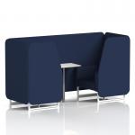 Brixworth 2 Seater Booth With White Legs And White Table With Silver Leg In Synergy Fabric - Alike Panels And Sofa SF000951