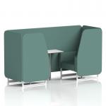 Brixworth 2 Seater Booth With White Legs And White Table With Silver Leg In Sumi Fabric - Handa Panels And Sofa SF000956