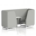 Brixworth 2 Seater Booth With White Legs And White Table With Silver Leg In Sumi Fabric - Tokyo Panels And Sofa SF000959